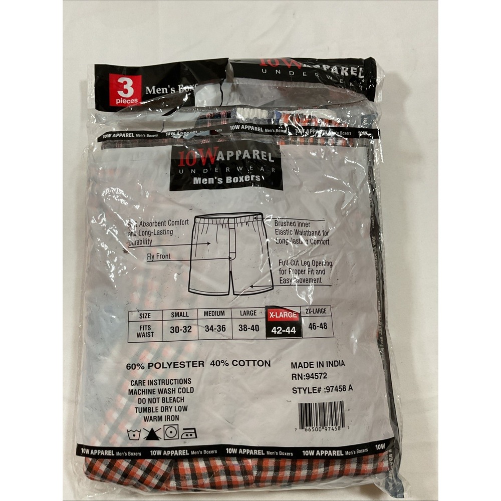 Two‎ Packs Men's 6 Goal Boxers XL 42-44  Plaid 3 Pack 10W Apparel Underwear. - Picture 4 of 5